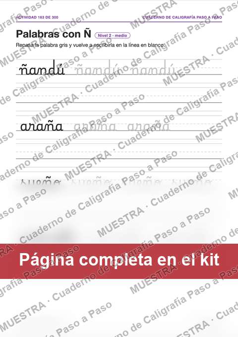 Muestra de la página del kit: Palabras con Ñ